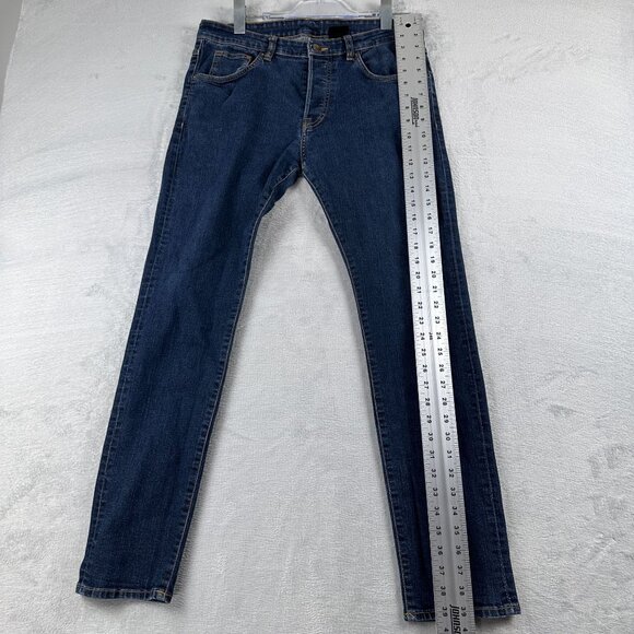 H&M Skinny Jeans Womens Size 34/32 Low Waist Button Fly Medium Wash Blue - Picture 11 of 12
